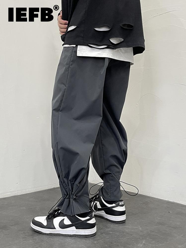 

Men's Pants Casual Drawstring Straight 2022 Spring Wide Leg Trousers Minimalist Elastic Waist Long 9A1147Men's Heat22, Black