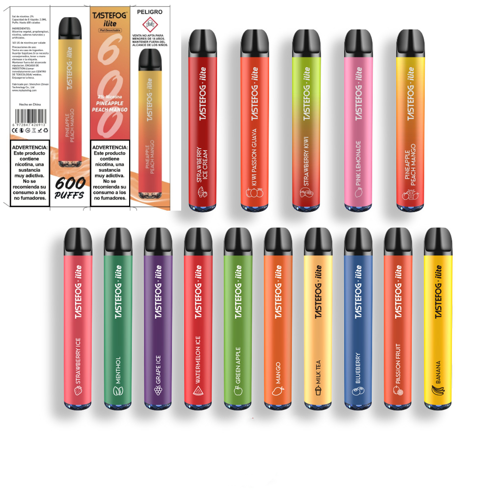 

LW Elfbar 600 Tastefog Ilite Disposable E Cigarette Puffs Vape with Spanish Package