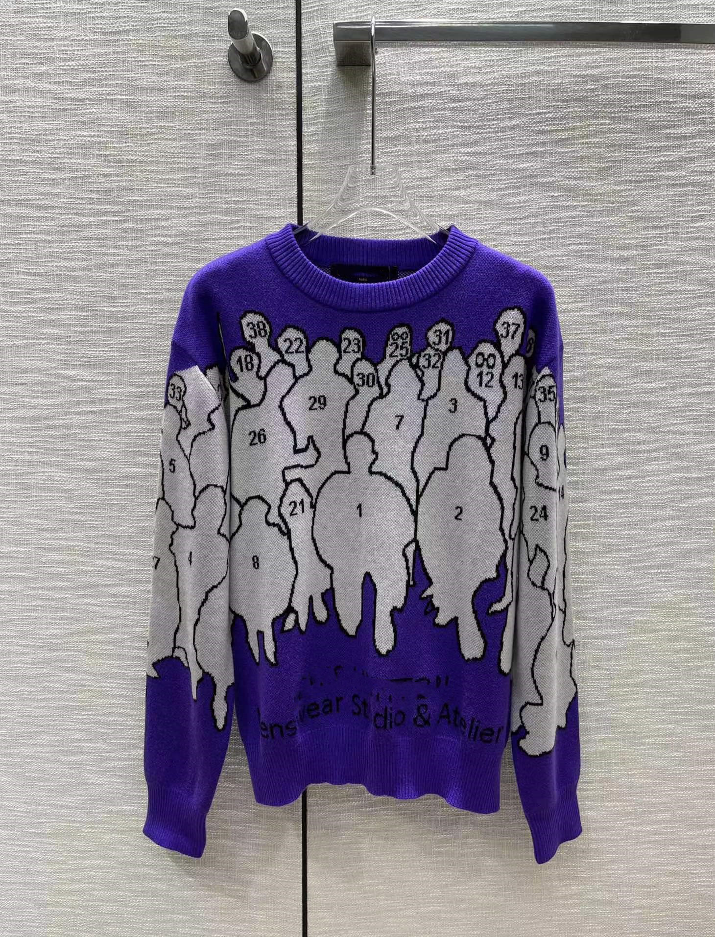 

2022 Autumn Milan Runway Sweaters O Neck Long Sleeve Women' Sweater High End Jacquard Pullover Designer Clothing 0616-11, Gray