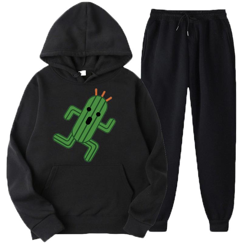 

Men' Tracksuits Final Fantasy Cactuar Cute Solid Color Men Set Men' Women' Fleece Hoodies Pants Two-Piece Tracksuit Trendy Sports