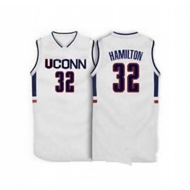 

Xflsp #32 Richard Hamilton UCONN Connecticut Huskies 1996 Throwback Basketball Jersey Custom any Number and name Jersey, White