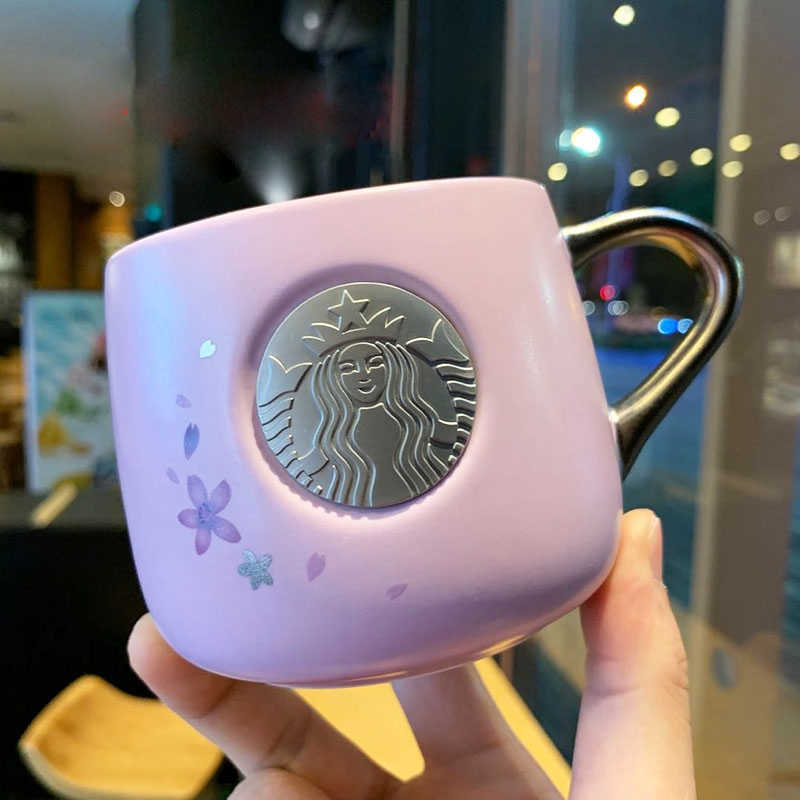 Starbucks ceramic cup Pink Cherry Blossom copper chapter Mermaid gift box osmanthus yellow Mid Autumn Festival Coffee Mug drinking cup-image-759985017