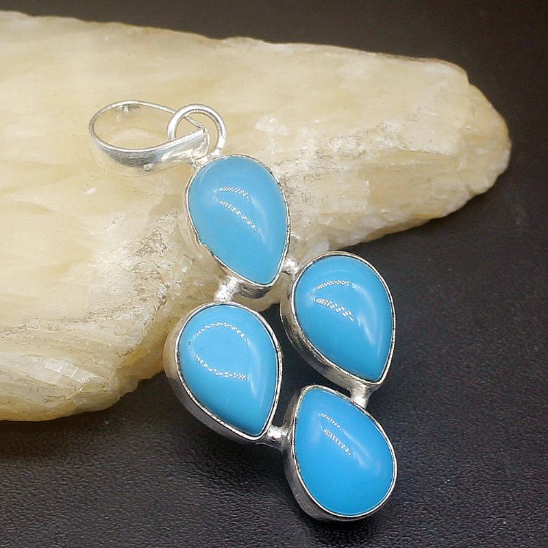 

Pendant Necklaces Hermosa Jewelry Natural Blue Agate Fashion Trendy Gorgoues Silver Color Charm Necklace For Women Gifts 20224782Pendant
