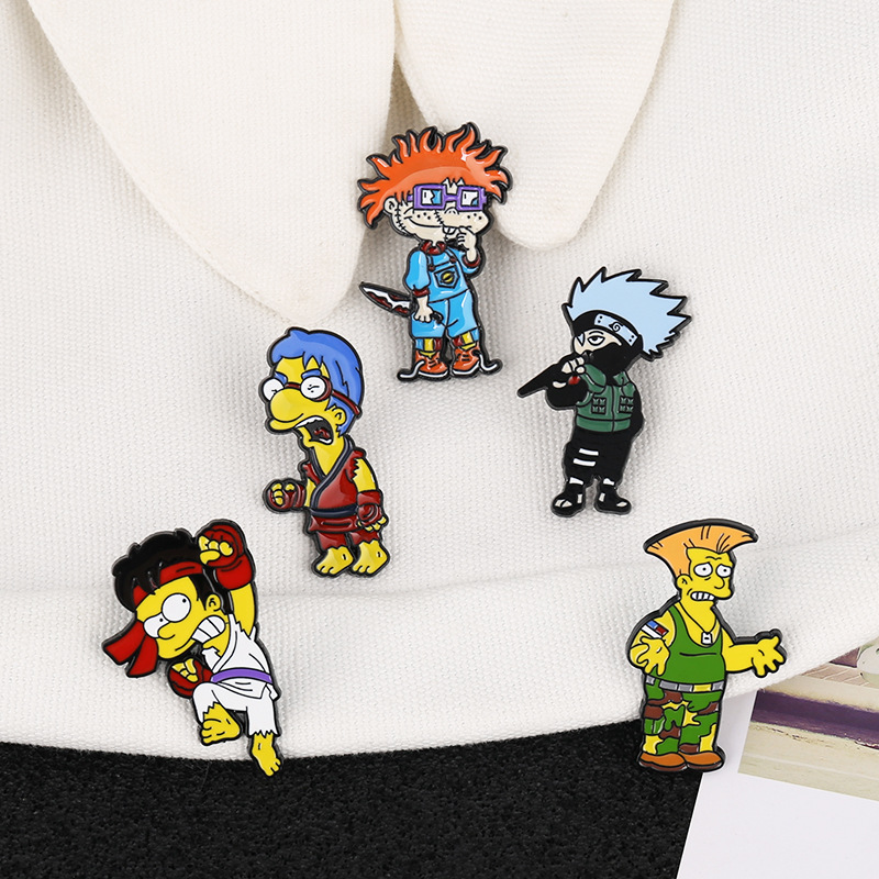 

Funny Cute Character Enamel Brooch Backpack Fashion Men and Women Clothes Shirt Lapel Badge Street Fight Guile Ninja Pin Jewelry, Mixed colors