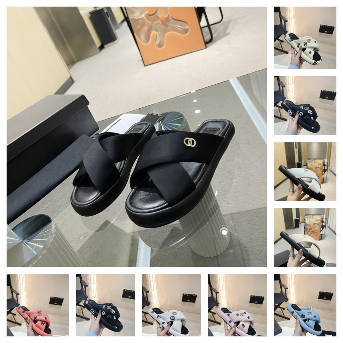 

luxury designer womens bread Slippers Cloud Men Thick Platform C Flip Flops Summer flat casual Shoe EVA Soft Women Sandals Shoes Home Non-Slip Slides Slipper, Cnmbt6271