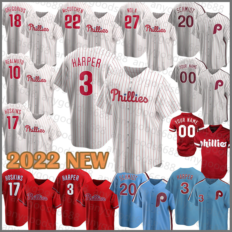 

Philadelphia 2022 New Phillies Baseball Jersey Bryce 10 J.T. Realmuto 3 Harper Lenny 17 Rhys Hoskins 4 Dykstra 20 Mike Schmidt 27 Aaron Nola 18 Didi Gregorius 7 Camargo, Women(size:s-xxl)feichengren