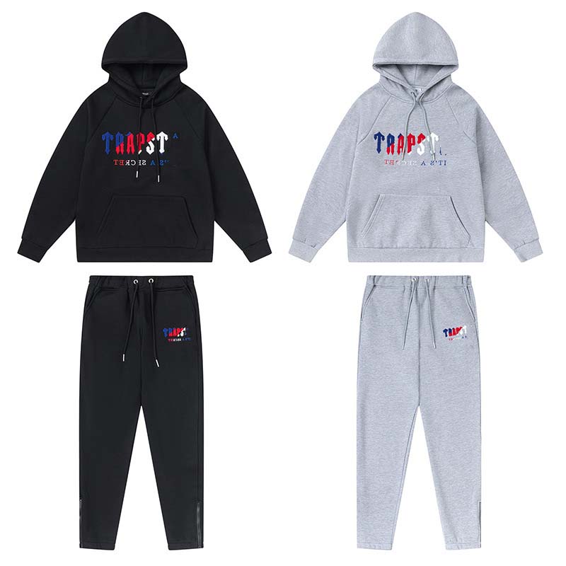

Designer tracksuit add cashmere casual sports suit decoding black red grey red, Gray