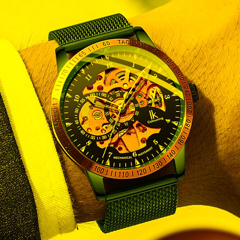 

Wristwatches Coupon Sale Mens Watches Mesh Stainless Steel Band Automatic Mechanical Male Skeleton Man Relogio MasculinoWristwatches, S1