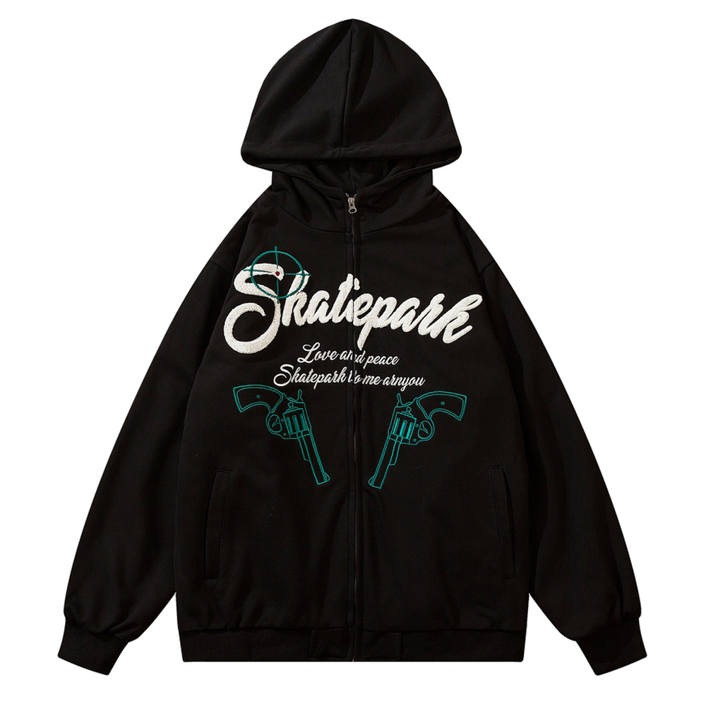 

Sweater Jacket Embroidered Letters Cotton Coats Hip Hop Fashion Men's Zip Jackets