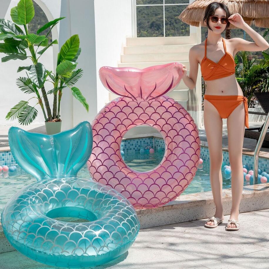 

Transparent Mermaid Pool Foats Swimming Ring Adult Children Inflatable Pool Tube Giant Float Boys Girl Water Fun Toy Swim laps
