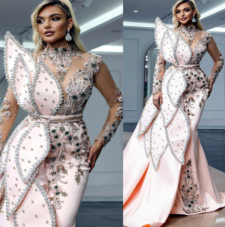 

2022 Plus Size Arabic Aso Ebi Pink Mermaid Luxurious Prom Dresses Lace Beaded Crystals Evening Formal Party Second Reception Birthday Engagement Gowns Dress ZJ211, Black