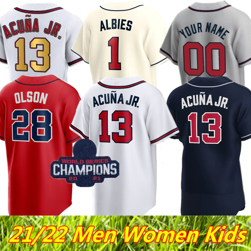 

2021 2022 Custom -4XL 28 Matt Olson Jersey Freddie Freeman Dansby Swanson 13 Ronald Acuna Jr. Ozzie Albies Mike Soroka 10 Jones Baseball Jerseys, Colour