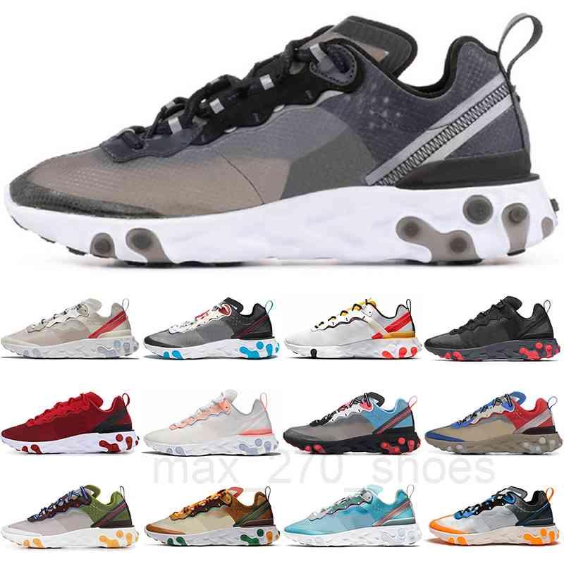 

React Element 55 Mens Running Shoes For Womens Royal Tint Anthracite Sail Solar Red Script Moss Tour Yellow 87 Men Trainers Plus''Air''Max, 55 black white