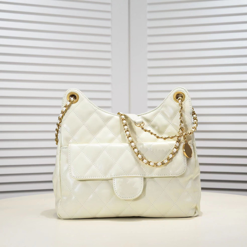 

Designers Hobo handbag bag Purse Chains Cross Body Shoulder Bags Flap Casual Tote PU leather Double Letters Solid Hasp Lattice, White
