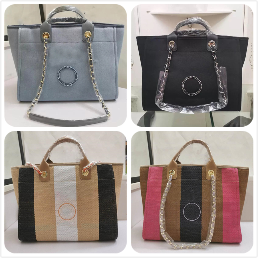 

Designer luxury handbags purses Woman fashion Totes A66941 Deauville Chain Pearl large Tote GM 2Way Shoulder Bag Canvas Beige Shopping Purse, Don't pay it