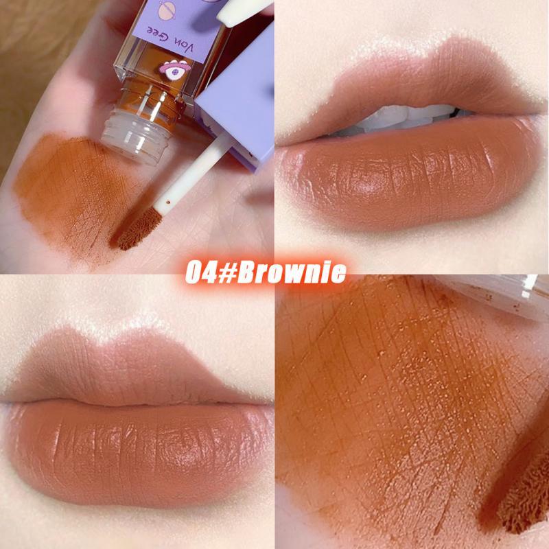 

Lip Gloss Von Gee Matte Velvet Red Tint Sexy Lipstick Student Makeup Waterproof Long Lasting No Fading Glaze Women CosmeticsLip, 01