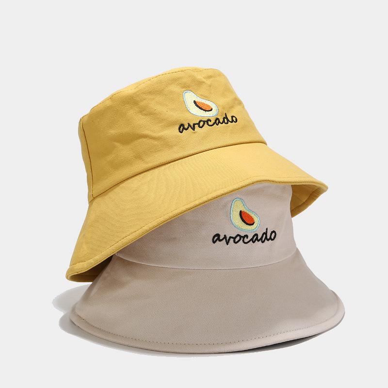 

Berets Avocado Bucket Hat Embroidery Fashion Outdoor Travel For Fishing Hiking Bob Caps Women Men Panama Sun Cap Fisherman, White