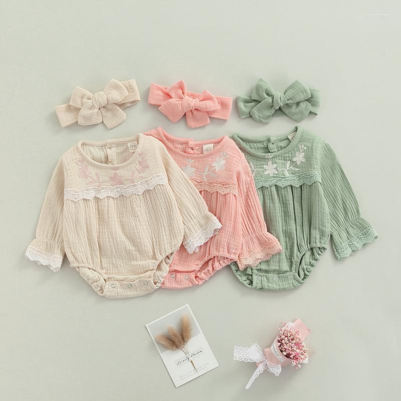 

Jumpsuits Baby Girl Clothes Autumn Spring Infant Toddlers Romper Jumpsuit Set Cute Embroidery Outfit For Girls Fashion Boutique, Beige