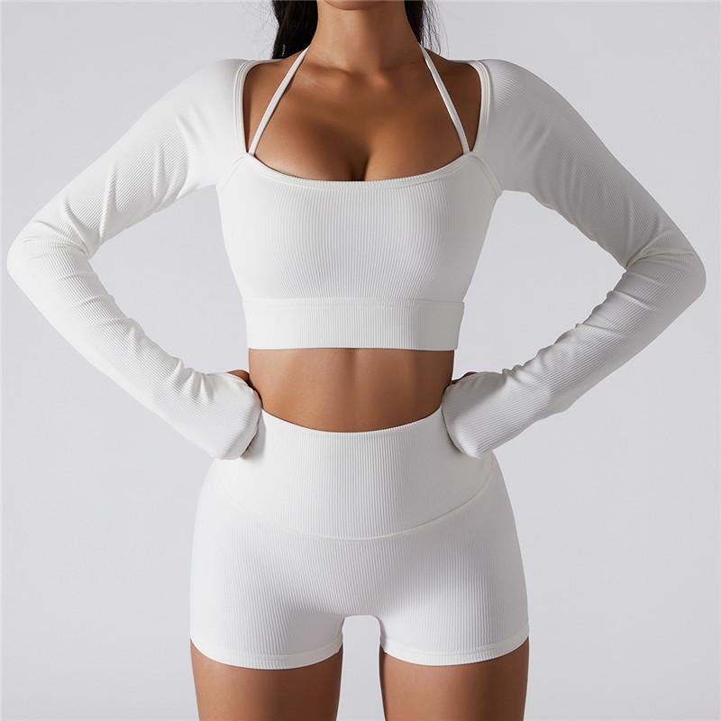 

Women' T-Shirt Women Sports Running T-Shirts With Chest Pad Long Sleeve Breathable Lightweight Gym Fitness Yoga Top Training Workout Clothe, White short
