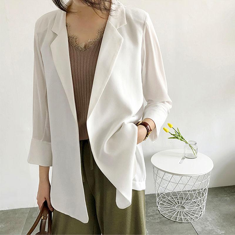 

Women' Suits & Blazers Korean Small Suit Jacket Women' Three-quarter Sleeve Top 2022 Summer Sunscreen Thin Women Blazer CasualWomen, Black
