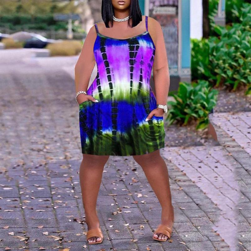 

Plus Size Dresses Women Dress Colorful Printed Short Sleeve Sexy V Neck Pocket Straight Loose Fashion Casual DressesPlus, Orange