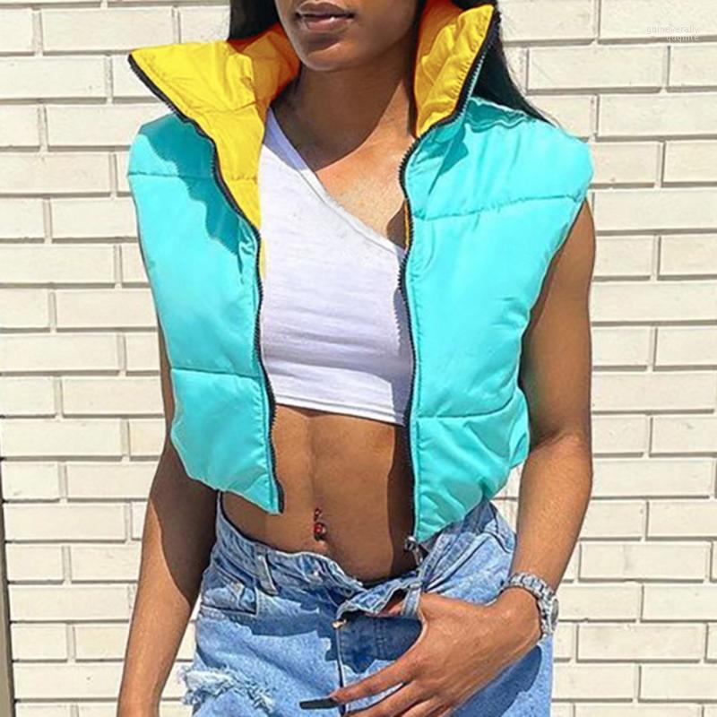 

Women' Down & Parkas Drop 2022 Winter Women Contrasting Color Front And Back Wear Sleeveless Vest Casual Bread Padded Jacket Guin22, Black gray