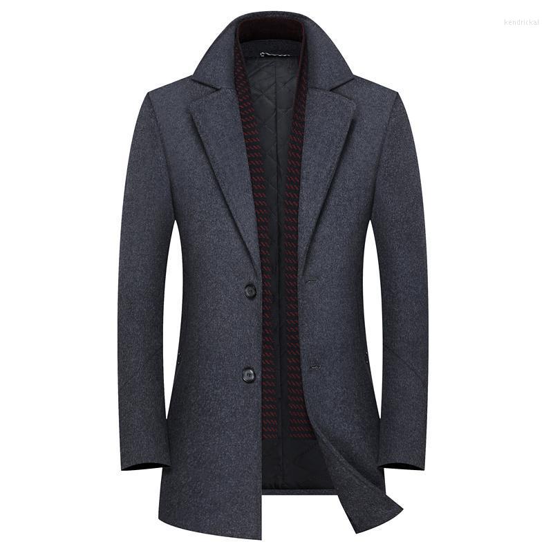 

Men's Wool & Blends Mens Woolen Coat Autumn Winter Cotton Thicken Jacket Coats High Quality Male Windproof Warm Trench Overcoats S-4XL Kend2, Black