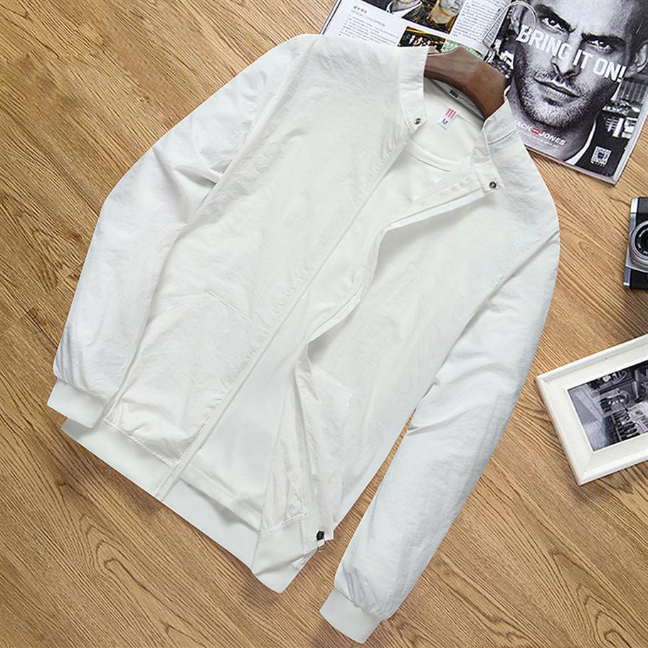 

Summer men's jackets thin sun protection clothing trend new casual baseball uniform jacket fashion street jacket253o, White