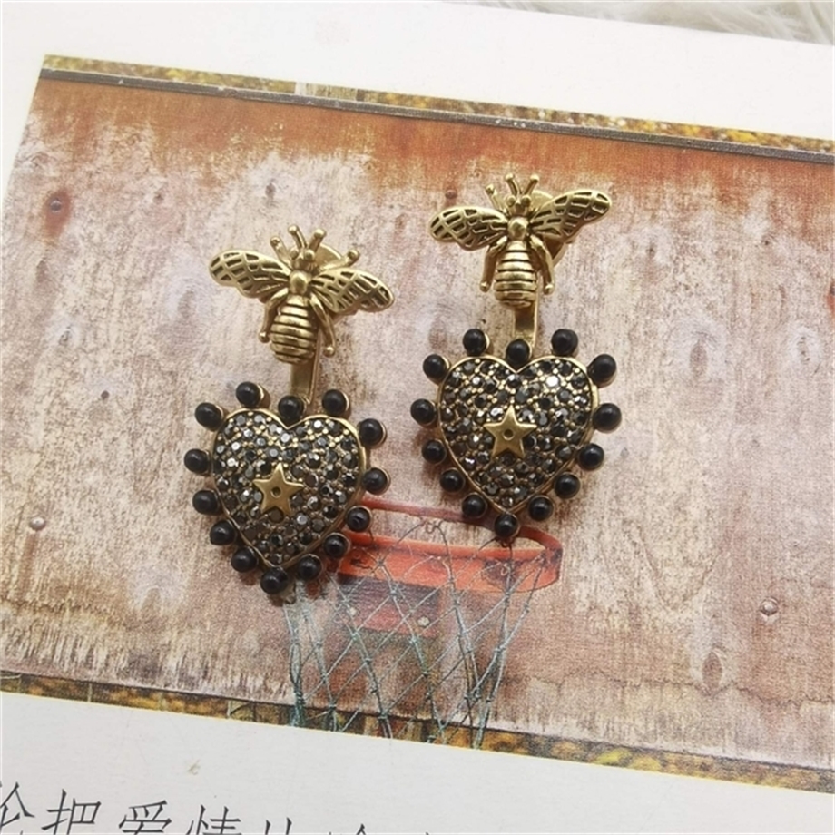 

trend 20% OFF designer jewelry D family love full diamond design sense of personality fashion bee advanced simple temperament Earrings women