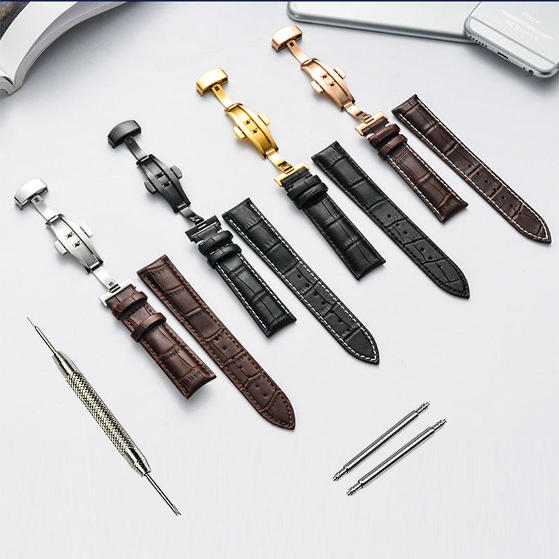 

Watch Bands High Quality Genuine Leather Watchband 16MM 18mm 19mm 20mm 21mm 22mm Strap For With Folding BuckleWatch