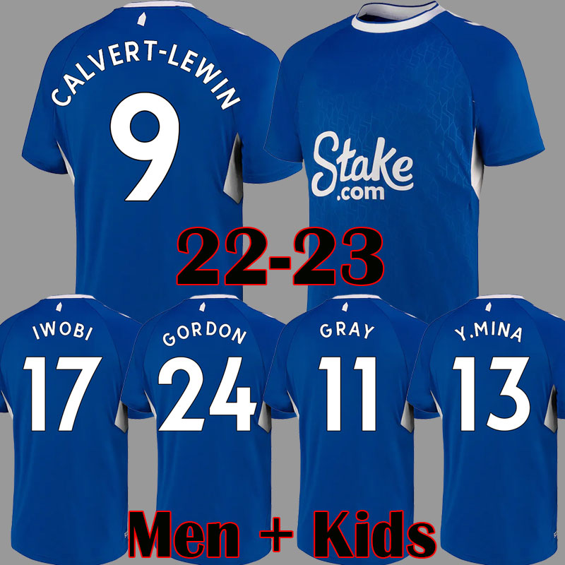 

22 23 EVE home soccer jerseys CALVERT-LEWIN GRAY TOWNSEND DOUCOURE Y.MINA HOLGATE MYKOLENKO GORDON 2022 2023 Away everton third football shirt men kids kit set 999, Kids home