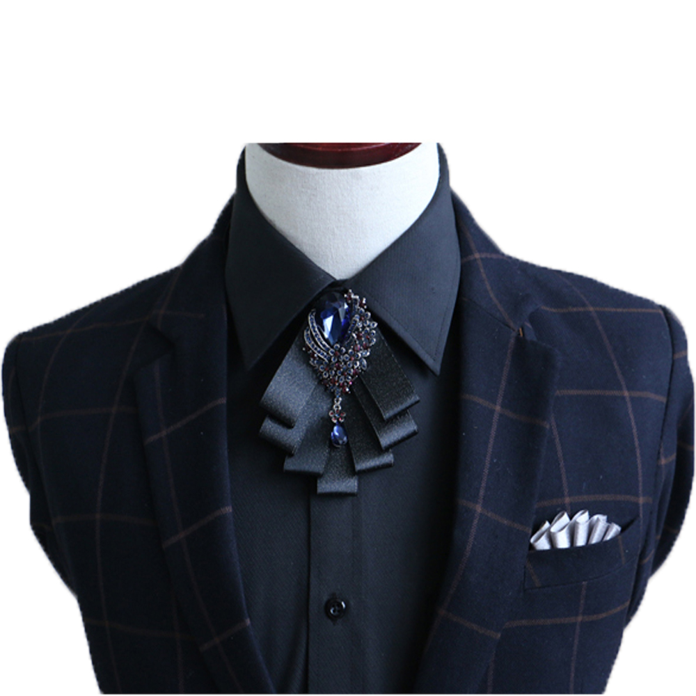 

Neck Tie Set Superior Quality Formal Wear Diamond Bow Tide Men Wedding Groom Collar