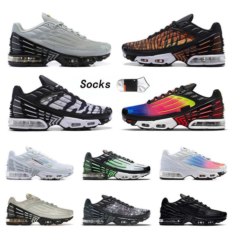 

WITH BOX Designer Tn Plus 3 Tuned Airmac Running Shoes Rainbow Bone Black Crater Aqua and Volt Radiant Red Leather All White Topography Pack Womens Mens Sneakers Train, A43 39-46