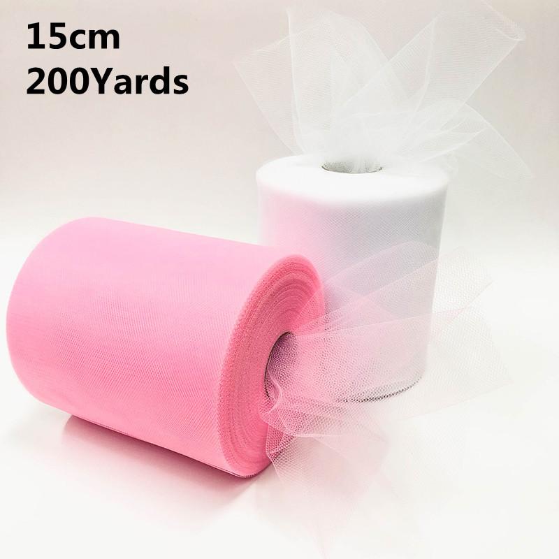 

Party Decoration White Tulle Roll Spool 200 Yards 15cm Organza Fabric Tutu Skirt Girl Baby Shower Wedding Decorations Supplies