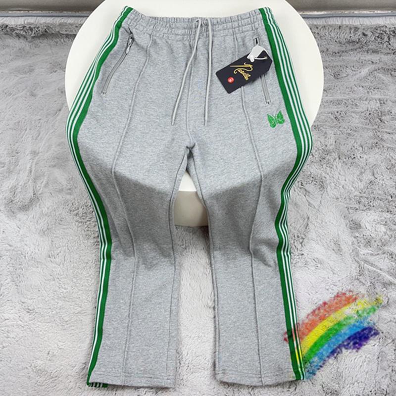 

Men's Pants Gray Webbing Needles Men Women Top Version Green Stripe AWGE High Street Embroidery Butterfly Track TrousersMen's, 10