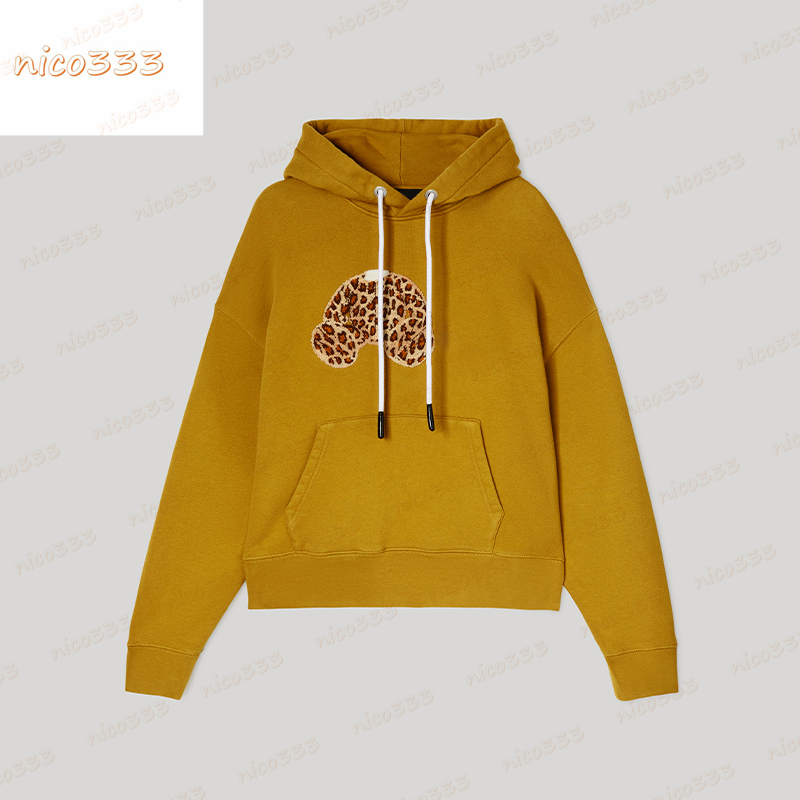 

22ss newest sweaters leopard print severed bear yellow black and white cotton loose men and women versatile jacket, 02.apricot