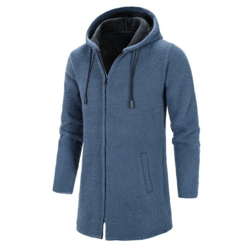 

Men' Sweaters Men Winter Hooded Long Cardigan Sweatercoats Male Thicker Warm Slim Cardigans High Quality Casual Hoodies 3XL, Black