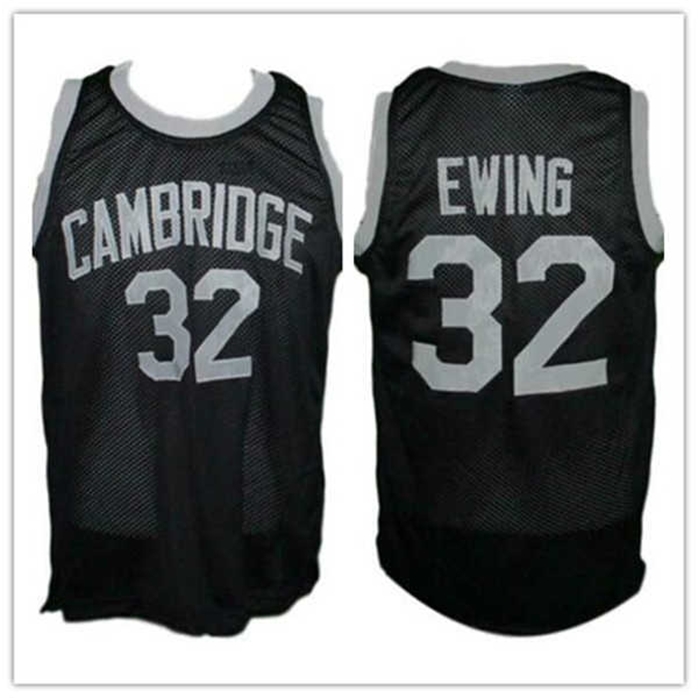 

Sjzl98 mens Patrick Ewing #32 Cambridge High School Basketball Jersey Customize any name and number, Black