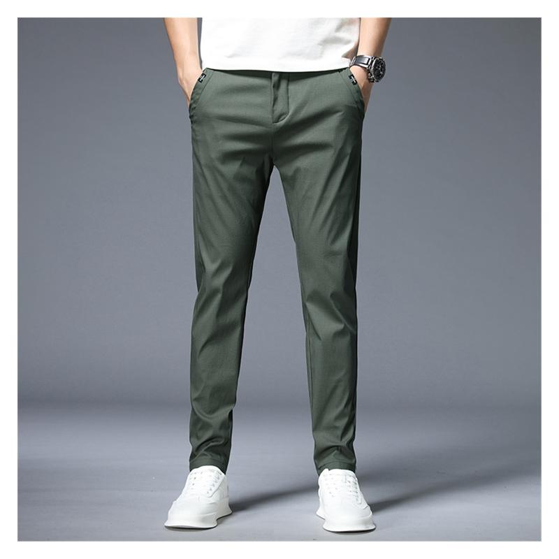 

Men's Pants 2022 Xfh Thin Casual Men 4 Colors Classic Style Fashion Business Slim Fit Straight Cotton Solid Color Brand, Black