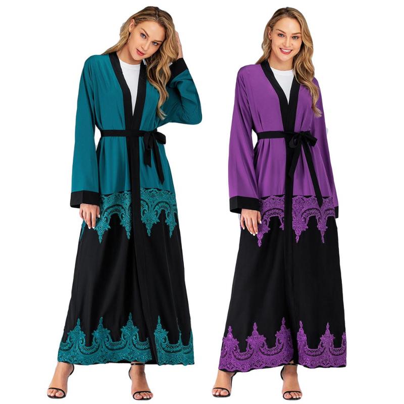 

Ethnic Clothing Lace Abaya Open Kaftan Dubai Long Dress Muslim Women Kimono Jilbab Maxi Cardigan Arab Hijab Islamic FashionEthnic