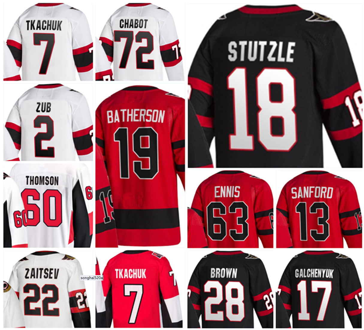 

2022 Ottawa Tim Stutzle Hockey Jersey Drake Batherson Brady Tkachuk Thomas Chabot Chris Tierney Artem Zub Zach Sanford Gaudette OTT Custom nhl's Jerseys, Colour 8