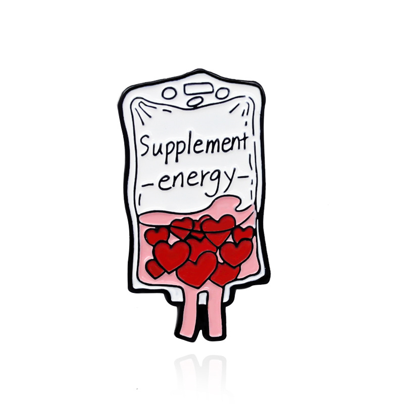 

Cartoon Love Blood Transfusion Bag Brooch for Boys SUPPLEMENT ENENGY Enamel Pin Wholesale Creative Metal Badges Jewelry Small Fashion Accessories