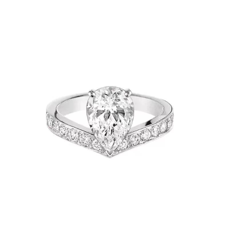 

Designer Ring Moissanite Pear Shape Diamond Heart Micro Setting Engagement Rings Size 8-19 with Certificate Black Card