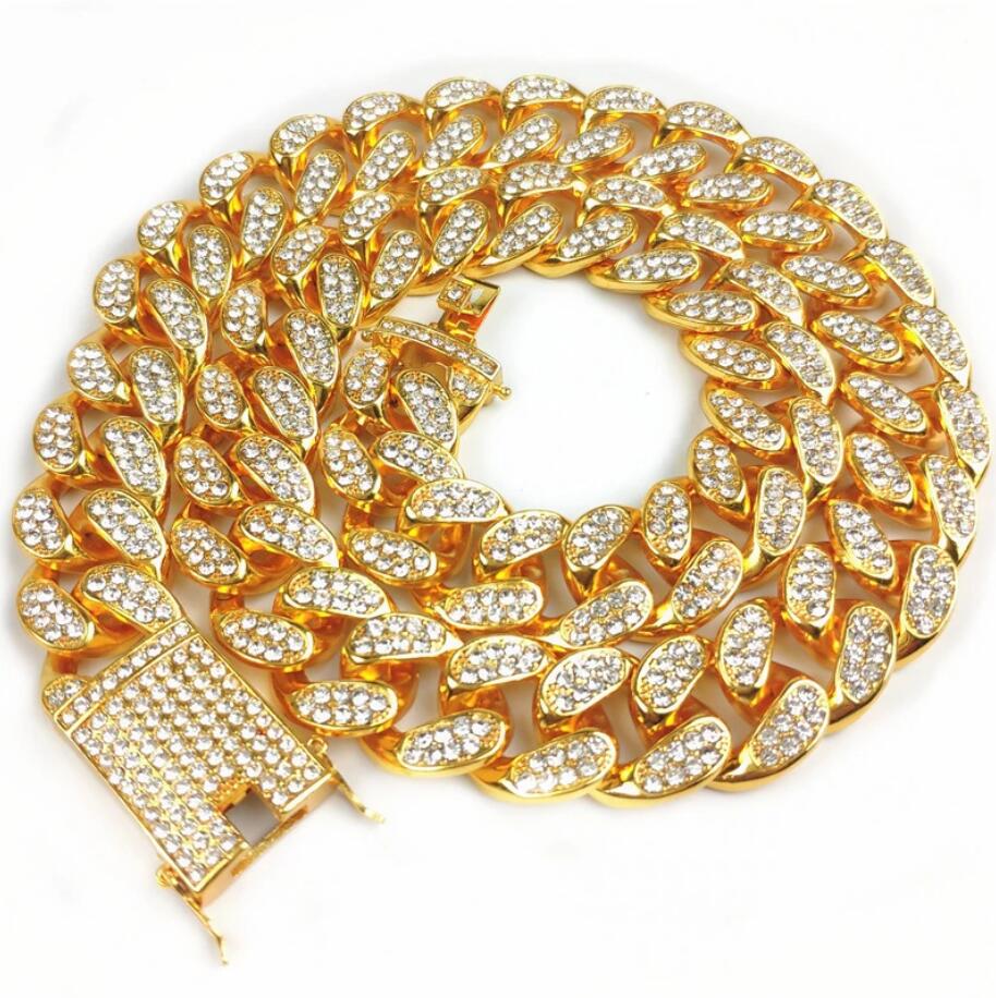

Men Women Hip hop Iced Out Bling Chain Necklace Tennis High quality 13mm width Miami Cuban Chain HipHop Necklaces Fashion Jewelry
