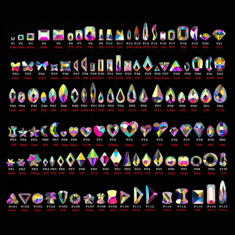 

Nail Art Decorations 20Pcs AB Glass Flatback Crystal Rhinestones Glitter 3D Colorful Stone Garment Accessories Supplies