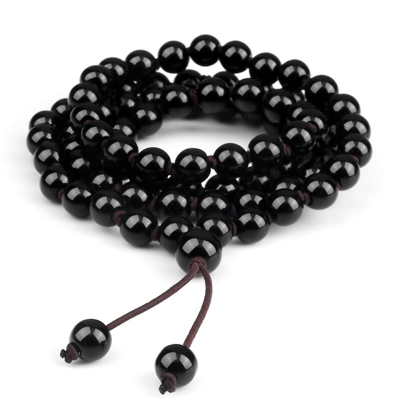 

Beaded, Strands 8mm Black Light Beads Necklace&Bracelets Woman Mala Natural Stone Prayer Fashion Jewelry For Men Classic Bracelet Friends Gi