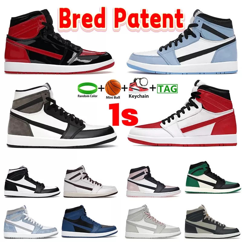 

basketball shoes High University Blue Bred Patent Dark Mocha Hyper Royal Mid Smoke Grey Bordeaux Black White Heritage sneakers men women 1 1s''jorden''jordens, Box