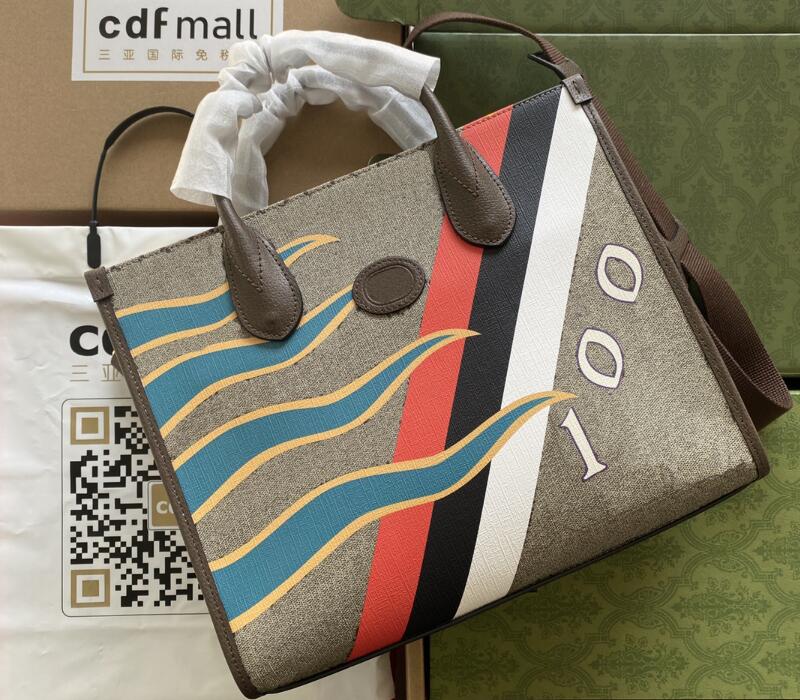 

Realfine Bags 5A 674148 37.5cm Medium Tote Geometric Print Shoulder Top Handle Handbags Purse For Women with Dust bag+Box, 625615 11.5cm 5a