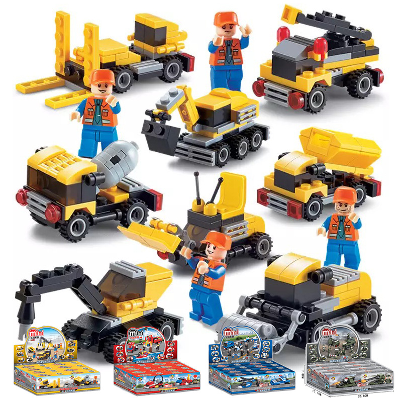

Building Blocks Set 8in1 6in1 car Engineering Truck Military SWAT City Police Animals Dinosaurs Bricks Educational Toys for Children Assembling model