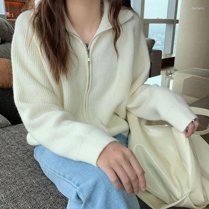 

Women's Knits & Tees Sweater Cardigan Women Spring Fashion Solid Vintage Elegant Zipper Loose Soft Casual Knitwear Chic Knitted D84Women's, Tuose